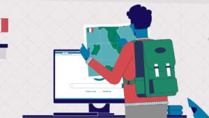 Animated explainer video showing how Italian consulate services operate across the United States, with a visual map, service flow, and user interactions.