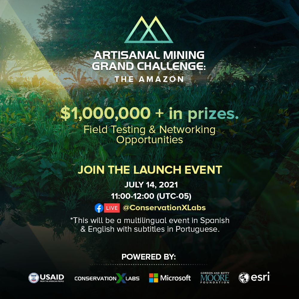 Artisanal Mining Grand Challenge launch event ad: $1,000,000+ in prizes, launch event on July 14, 2021