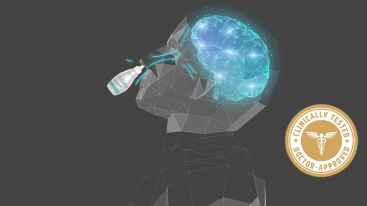 MÜNO explainer initial concept: a figure inhaling from the oxygen bottle, with a glowing brain and a clinically tested seal