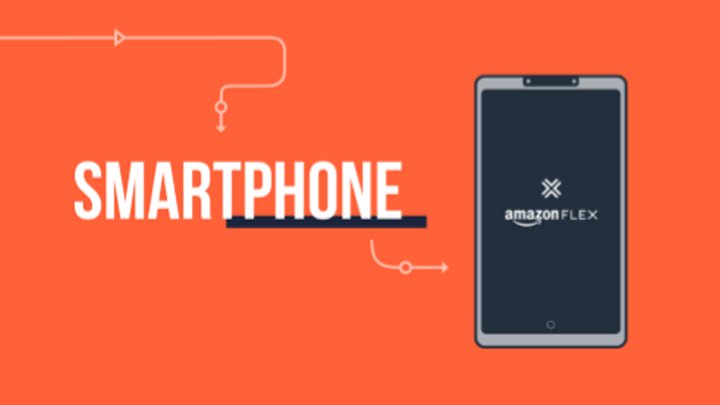 Storyboard frame of a smartphone showing the Amazon Flex app