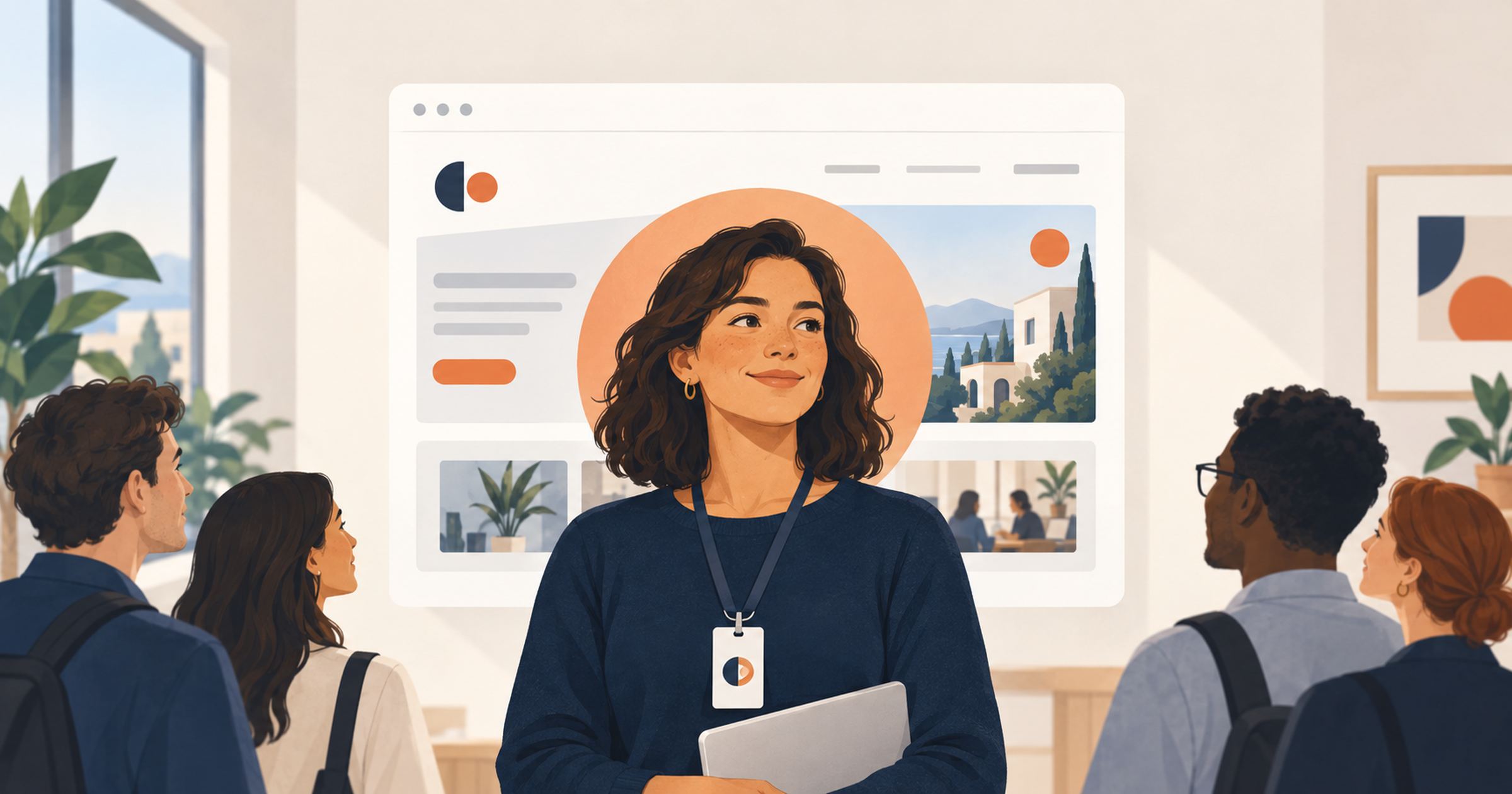 Employer branding shown as an employee representing the company brand, attracting the right candidates toward it.