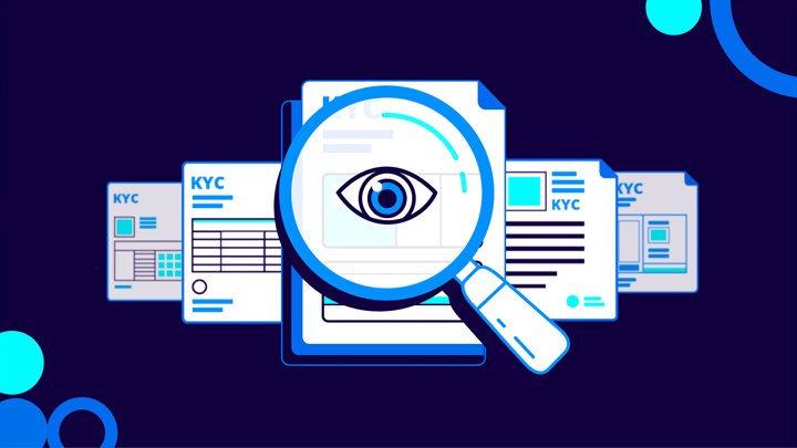 Final 2D animation frame of KYC documents under a magnifying glass, from the Inscope product video