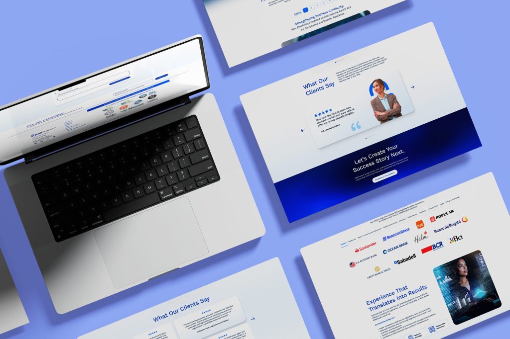 ERMProtect cybersecurity website design: website pages on laptop by Room4 Media